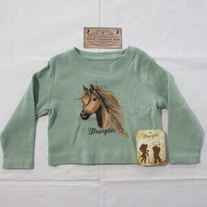 Wrangler Baby Girl's 3-6M Long Sleeve Horse Graphic T-Shirt - Green